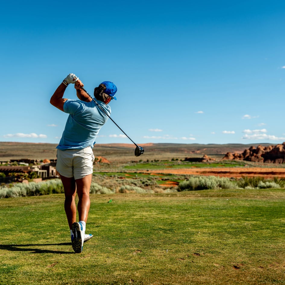 Professional golfer on Utah course